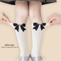 Tất Đùi Bé Gái Nơ Sau Phong Cách Hàn Quốc – Cotton Mềm, 5-10 Tuổi te115 5