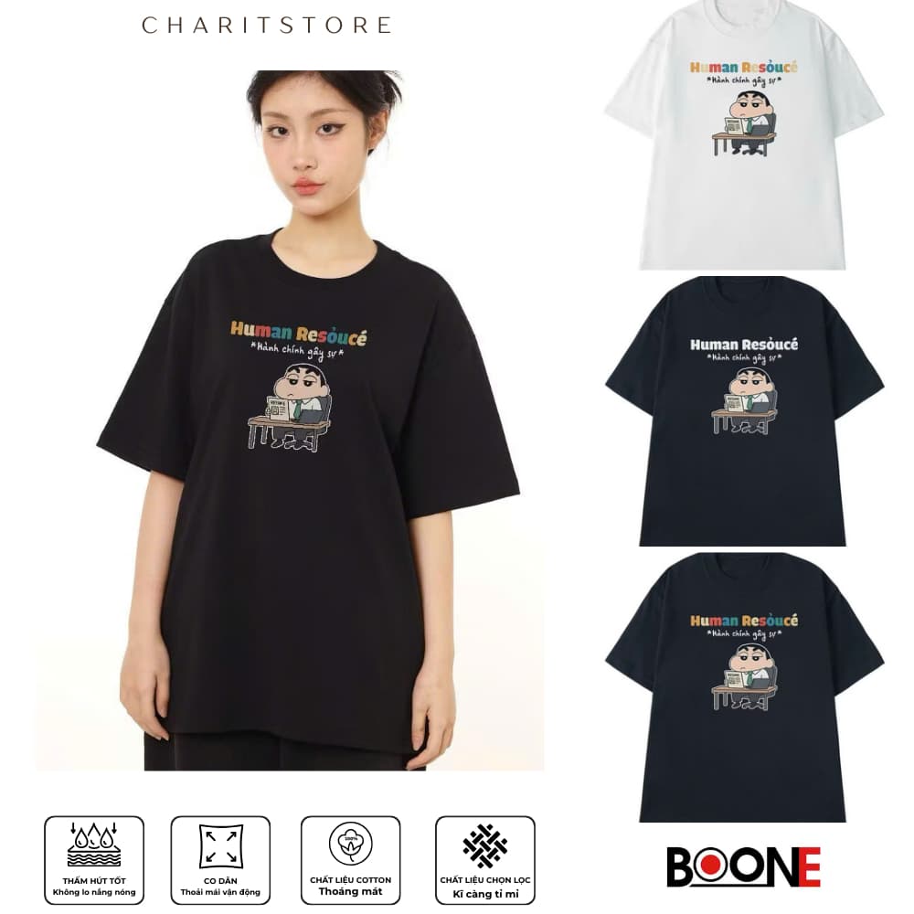 Áo thun Unisex Nam Nữ in hình HUMAN RESOUCE, chất cotton 100% - BOONE - BNE00035
