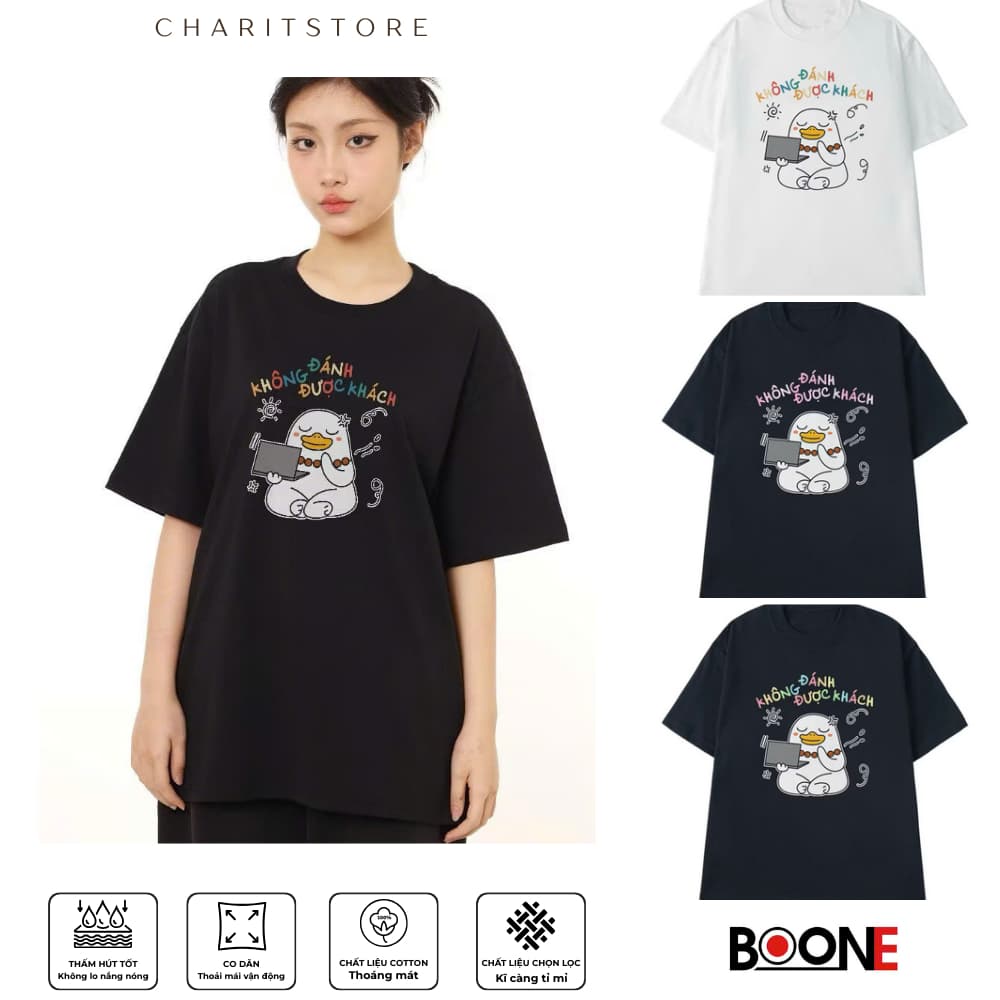 Áo thun slogan KHÔNG ĐƯỢC ĐÁNH KHÁCH team bán hàng – Câu nói hài hước meme, unisex nam nữ, chất cotton 100%