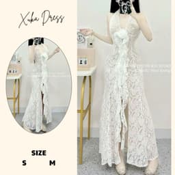 Xukadress- Váy dự tiệc sang chảnh, váy du lịch, váy ren cổ yếm, váy ren dự tiệc sang chảnh quyển rũ 2
