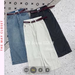 𝑨𝒏𝒏 𝑺𝒕𝒖𝒅𝒊𝒐 /Quần Jeans Nấm Suông Nữ Ống Rộng Lưng Cao Kèm Belt Form (91cm/27), Quần Bò Suông Nữ Quảng Châu#1220 1
