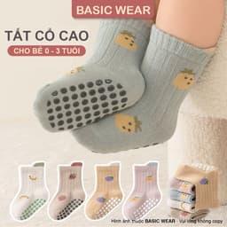 Set 5 Đôi Tất Cổ Cao Chống Trơn Cho Bé 0 - 3 tuổi, Tất Chống Trơn Trượt Cho Bé SS68 2
