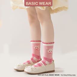 Set 5 Đôi Tất Cổ Cao Hoạ Tiết Thỏ Nơ Chống Trơn Chống Trượt Cho Bé Gái 1 - 12 Tuổi, 6