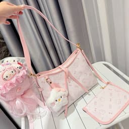 Túi Xách Công Sở Đeo Vai , Đeo Chéo Hoạ Tiết Mèo Nơ Mới Sz25  Kèm Ví Nhỏ Và Móc Sao Siêu Xinh Hot Hit TX016 2