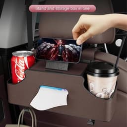 Hộp đựng đồ ô tô da PU tích hợp khay đựng cốc, hộp đựng giấy, giá đỡ điện thoại và móc treo đồ 9