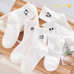 Set 10 đôi tất vớ cổ cao họa tiết thêu dễ thương, phong cách Hàn Quốc hiện đại [FREESHIP] 1