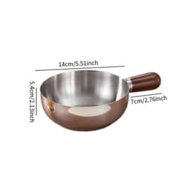 NỒI INOX MINI CÁN GỖ 14cm Đun Được Bếp Gas, Bếp Từ, Nồi Inox không nắp 2