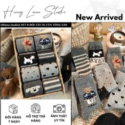 [Hlana.studio] SET 8 ĐÔI TẤT IN CÚN TÔNG GHI 1