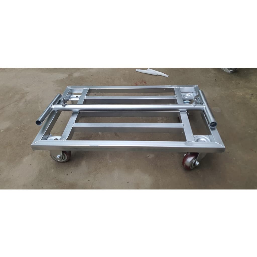 Xe kéo hàng 4 bánh cao su có tay kéo rút gấp gọn .linh hoạt trong công việc.