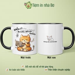 Ly sứ cốc sứ "KHÔNG ĐƯỢC ĐÁNH KHÁCH" & hình mèo dễ thương, quà tặng bạn bè CSKH, saler, freelancer, designer đồng nghiệp 5