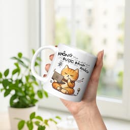 Ly sứ cốc sứ "KHÔNG ĐƯỢC ĐÁNH KHÁCH" & hình mèo dễ thương, quà tặng bạn bè CSKH, saler, freelancer, designer đồng nghiệp 4
