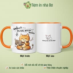 Ly sứ cốc sứ "KHÔNG ĐƯỢC ĐÁNH KHÁCH" & hình mèo dễ thương, quà tặng bạn bè CSKH, saler, freelancer, designer đồng nghiệp 1