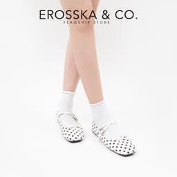 Erosska - Giày búp bê chấm bi kiểu dáng balletcore hottrend màu đen chấm bi - EL086 7