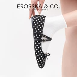 Erosska - Giày búp bê chấm bi kiểu dáng balletcore hottrend màu đen chấm bi - EL086 6