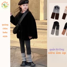 Quần tất len bé gái dáng Hàn Quốc phối tất giả 2 lớp giữ ấm mùa đông – Quần legging dày cho bé gái từ 3-12 tuổi 1