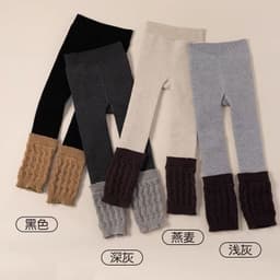 Quần tất len bé gái dáng Hàn Quốc phối tất giả 2 lớp giữ ấm mùa đông – Quần legging dày cho bé gái từ 3-12 tuổi 2