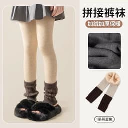 Quần tất len bé gái dáng Hàn Quốc phối tất giả 2 lớp giữ ấm mùa đông – Quần legging dày cho bé gái từ 3-12 tuổi 5