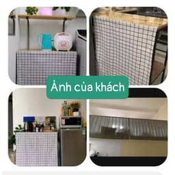 Rèm dán đa năng không cần đóng đinh khoan tường vải kẻ caro 9