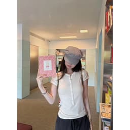 [𝑻𝒉𝒆𝑴𝒂𝒚 x 𝐖𝐆𝐖𝐄] Áo Thun Cổ Trụ Tàu Nữ Ôm Body WG.WE 6328, Áo Thun Nữ Cộc Tay Cổ Tròn Trơn Basic Cài Cúc Cotton Mỏng 8