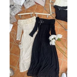 Đầm ren trắng kem trễ vai Xukadress, váy đen ren dáng dài trễ vai cho nữa đi tiệc sang trọng 7