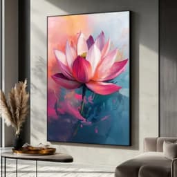 Tranh treo tường hoa sen in canvas gồm khung decor phòng khách phòng ngủ theo yêu cầu 60 x 90 cm 1