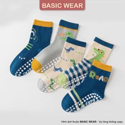 Set 5 Đôi Tất Khủng Long Cổ Cao Chống Trơn Cho Bé Trai 1-12 Tuổi, Tất Chống Trơn Cho Bé Trai TE904 6