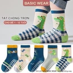 Set 5 Đôi Tất Khủng Long Cổ Cao Chống Trơn Cho Bé Trai 1-12 Tuổi, Tất Chống Trơn Cho Bé Trai TE904 2