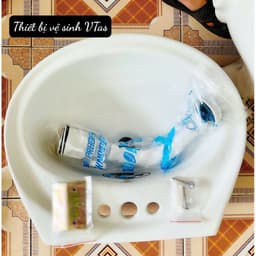 bồn rửa mặt VT01, lavabo kt 50x42 cm chất liệu men sứ NaNo chống ố, chống bám bẩm tặng ốc treo 6