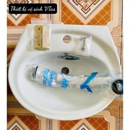 bồn rửa mặt VT01, lavabo kt 50x42 cm chất liệu men sứ NaNo chống ố, chống bám bẩm tặng ốc treo 7