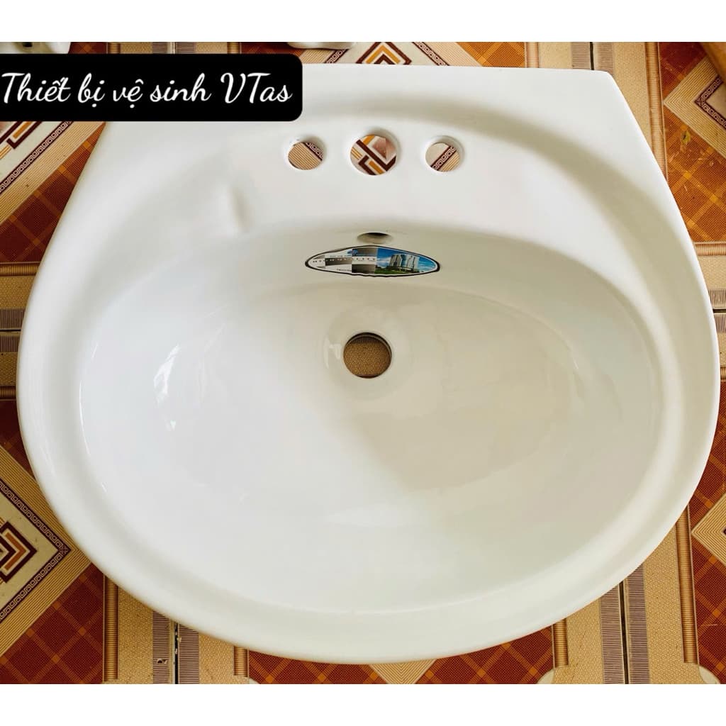 bồn rửa mặt VT01, lavabo kt 50x42 cm chất liệu men sứ NaNo chống ố, chống bám bẩm tặng ốc treo