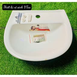 bồn rửa mặt Hàn Quốc VT03, lavabo chất liệu men sứ NaNo chống ố , chống bám bẩm tặng ốc treo chậu 4