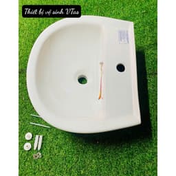 bồn rửa mặt Hàn Quốc VT03, lavabo chất liệu men sứ NaNo chống ố , chống bám bẩm tặng ốc treo chậu 2