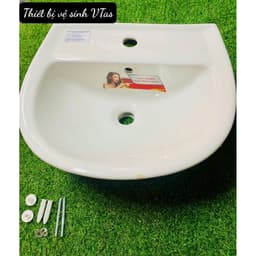 bồn rửa mặt Hàn Quốc VT03, lavabo chất liệu men sứ NaNo chống ố , chống bám bẩm tặng ốc treo chậu 7
