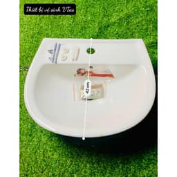bồn rửa mặt Hàn Quốc VT03, lavabo chất liệu men sứ NaNo chống ố , chống bám bẩm tặng ốc treo chậu 3
