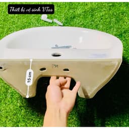 bồn rửa mặt Hàn Quốc VT03, lavabo chất liệu men sứ NaNo chống ố , chống bám bẩm tặng ốc treo chậu 9