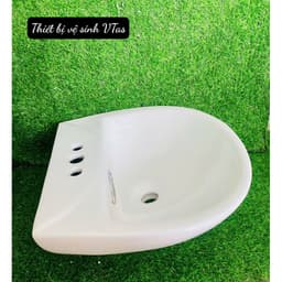 Bồn rửa mặt VT04, lavabo kt 42x50cm chất liệu men sứ NaNo chống ố , chống bám bẩm tặng ốc treo 2