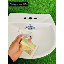 Bồn rửa mặt VT04, lavabo kt 42x50cm chất liệu men sứ NaNo chống ố , chống bám bẩm tặng ốc treo 5