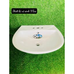 Bồn rửa mặt VT04, lavabo kt 42x50cm chất liệu men sứ NaNo chống ố , chống bám bẩm tặng ốc treo 1
