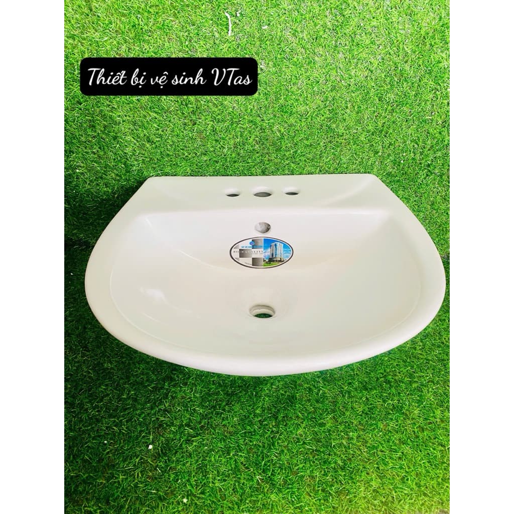 Bồn rửa mặt VT04, lavabo kt 42x50cm chất liệu men sứ NaNo chống ố , chống bám bẩm tặng ốc treo