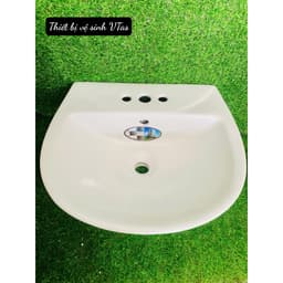 Bồn rửa mặt VT04, lavabo kt 42x50cm chất liệu men sứ NaNo chống ố , chống bám bẩm tặng ốc treo 7