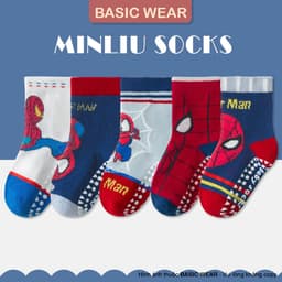 Set 5 Đôi Tất Siêu Nhân Cổ Cao Chống Trơn Cho Bé Trai 1-12 Tuổi, Tất Chống Trơn Cổ Cao Bé Trai TE125 3