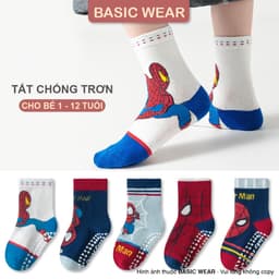 Set 5 Đôi Tất Siêu Nhân Cổ Cao Chống Trơn Cho Bé Trai 1-12 Tuổi, Tất Chống Trơn Cổ Cao Bé Trai TE125 2