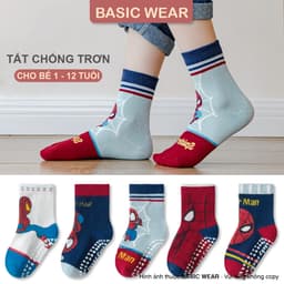Set 5 Đôi Tất Siêu Nhân Cổ Cao Chống Trơn Cho Bé Trai 1-12 Tuổi, Tất Chống Trơn Cổ Cao Bé Trai TE125 5