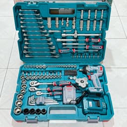 Bộ 152 dụng cụ sữa xe và  máy siết buloong 500N/m không chổi than dùng pin 20V Total THKTHP31522 2