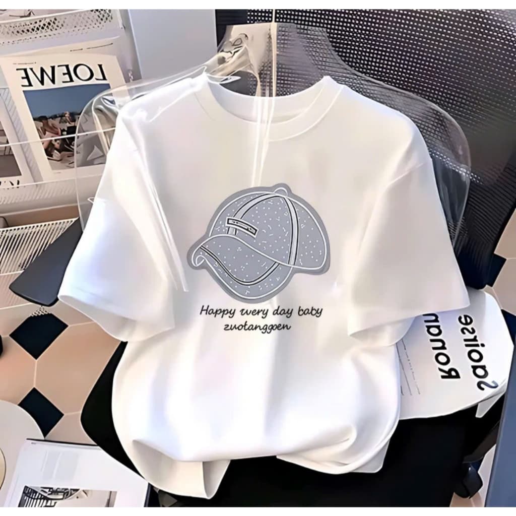 Áo thun HÌNH MŨ tay lỡ Unisex nam nữ basic vải cotton co giãn 4 chiều form oversize Charit