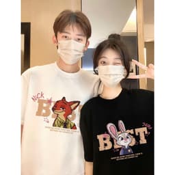 Áo đôi in hình cáo và thỏ Unisex nam nữ basic vải cotton co giãn 4 chiều form oversize Charit 5