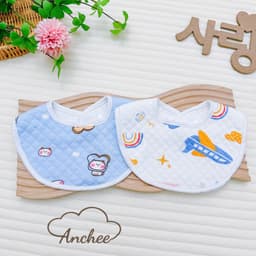 Set 2 yếm trần bông giữ ấm siêu thấm hút, họa tiết Hàn Quốc Anchee 2