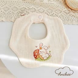 Set 2 Yếm hình hoa xô muslin in họa tiết hoạt hình đáng yêu 4