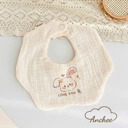 Set 2 Yếm hình hoa xô muslin in họa tiết hoạt hình đáng yêu 5