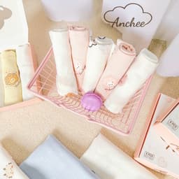 Hộp 5 khăn sợi tre hoạ tiết Anchee Mềm Mịn Cho Làn Da Của Bé Size 30*30cm 2 Lớp 2
